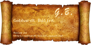Gebhardt Bálint névjegykártya